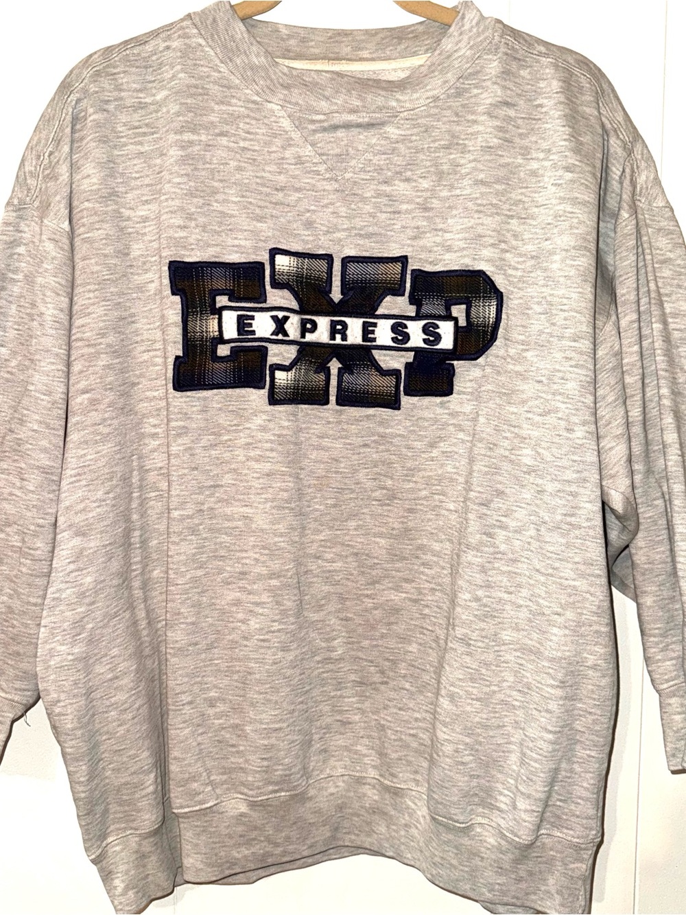 Vintage 90s Express Embroidered Crewneck Sweater gray XS